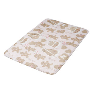 Alfombrilla De Baño Rosa! Navidades de pan de jengibre Dog Rug/Mat