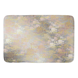 Alfombrilla De Baño rosa, oro, plata, gracias + tú, flores, floral,