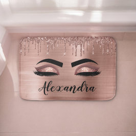 Alfombrilla De Baño Rosa Purpurina dorado Esparkle Eyelashes Monograma