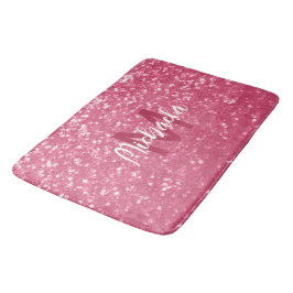 Alfombrilla De Baño Rosa rosa claro chispas purpurina Monograma