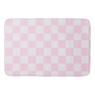 Alfombrilla De Baño Rosa suave de las hembras rosadas Gingham Checkere