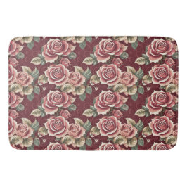 Alfombrilla De Baño Rosa Vintage Floral Bath Mat - Borgoña romántica