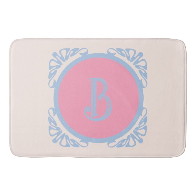 Alfombrilla De Baño Rosa y azul personalizados (Anverso)