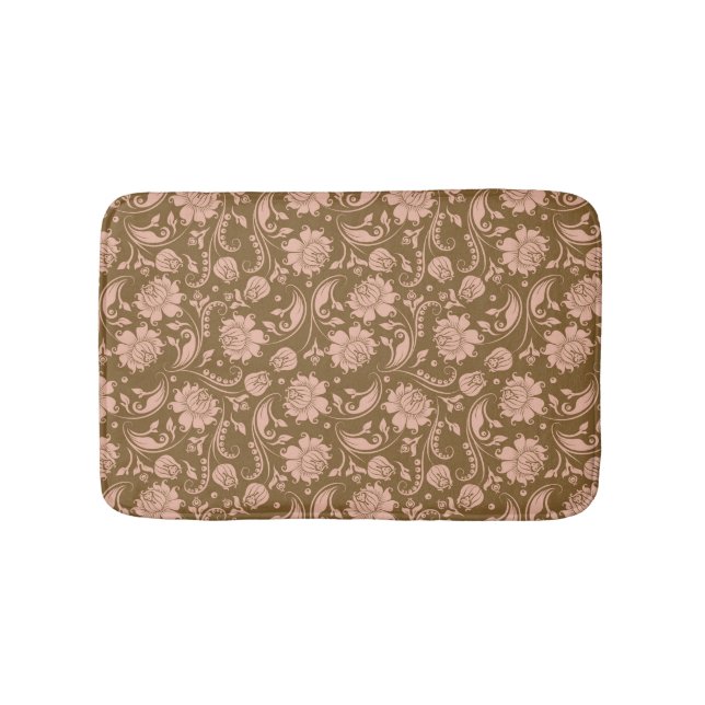 Alfombrilla De Baño Rosa y estampado de flores de Brown (Anverso)