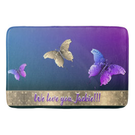 Alfombrilla De Baño Rosa y mariposa barba mate con texto