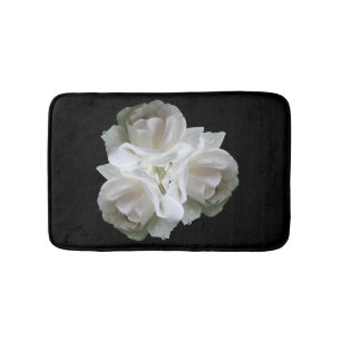 Alfombrilla De Baño Rosas Blancas Con Gotas De Lluvia