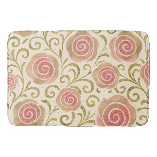 Alfombrilla De Baño Rosas de libros de cuentos de hadas rosadas y dora (Anverso)
