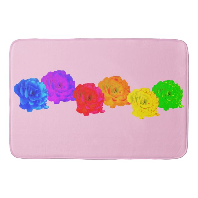 Alfombrilla De Baño Rosas del arcoiris (Anverso)