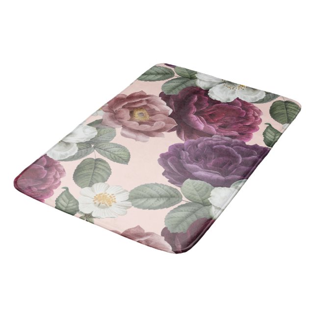 Alfombrilla De Baño Rosas Florals elegantes de lujo Purple (Angular)