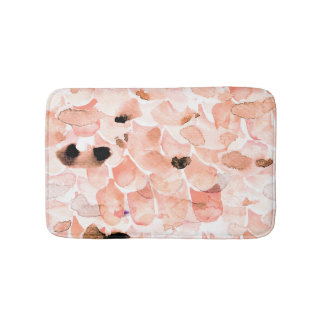 Alfombrilla De Baño Rosas, peones y hojas, patrón de acuarela.