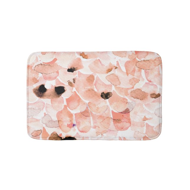 Alfombrilla De Baño Rosas, peones y hojas, patrón de acuarela. (Anverso)