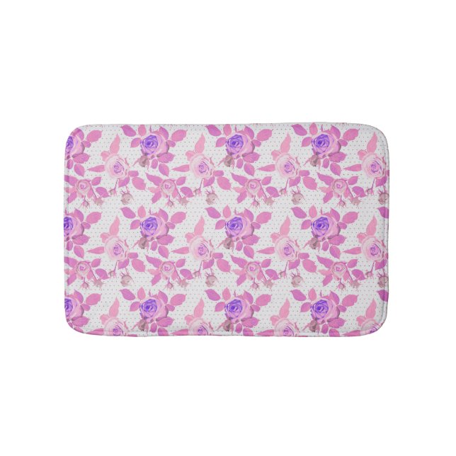 Alfombrilla De Baño Rosas Púrpura Y Rosa (Anverso)
