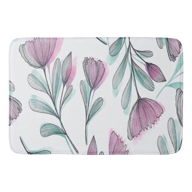 Alfombrilla De Baño Rosas púrpuras (Anverso)