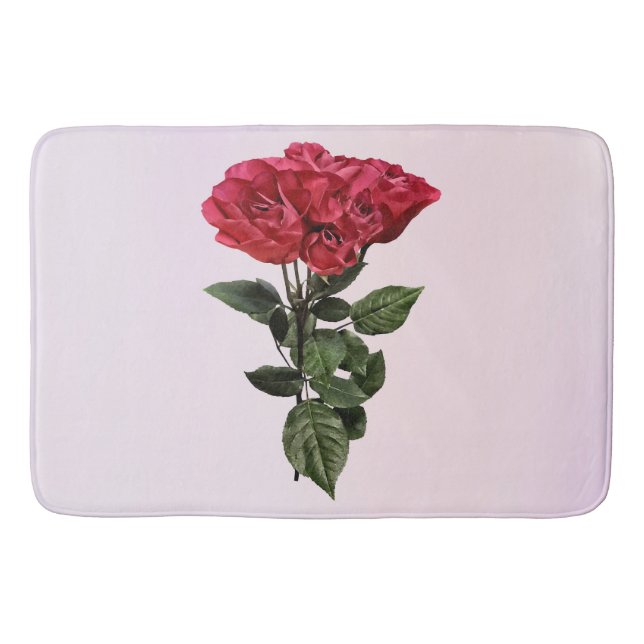 Alfombrilla De Baño Rosas rojas y hojas (Anverso)