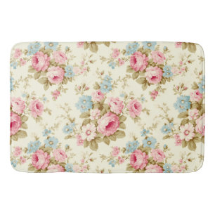 Alfombrilla De Baño Rosas románticos de inglés rosado en amarillo páli