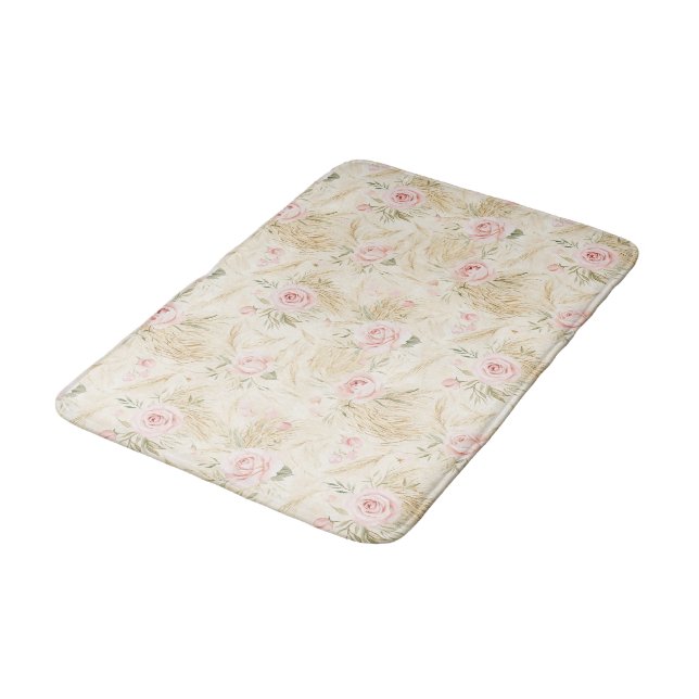 Alfombrilla De Baño Rosas Rosadas Floral (Angular)