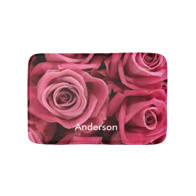 Alfombrilla De Baño Rosas rosadas personalizadas y niñas (Anverso)