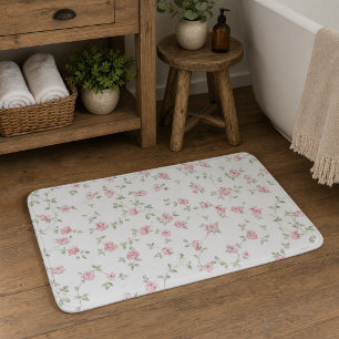 Alfombrilla De Baño Rosas rosadas románticas vintage suaves florales d