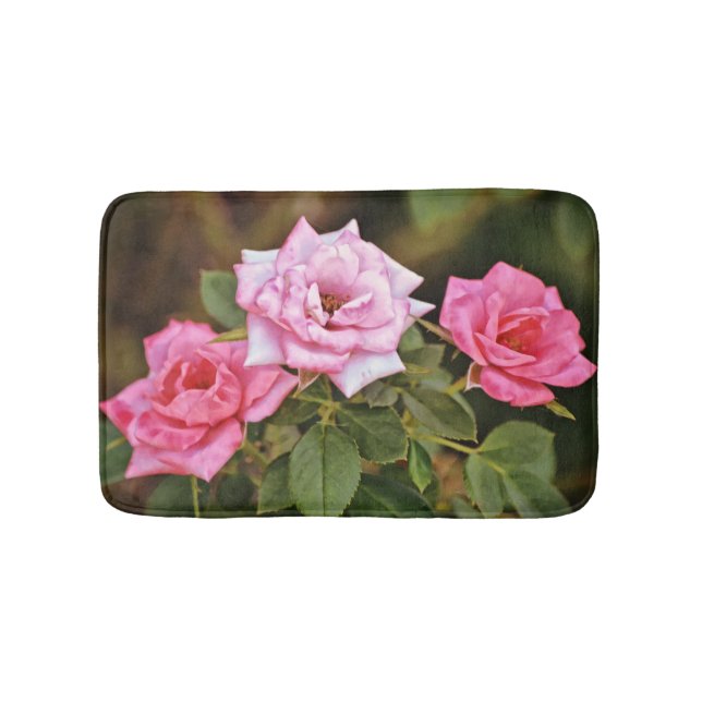 Alfombrilla De Baño Rosas rosas rosas Flores Jardín Bathmat Rug (Anverso)