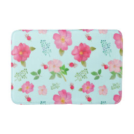 Alfombrilla De Baño Rosas salvajes y patrones de acuarela de caderas S