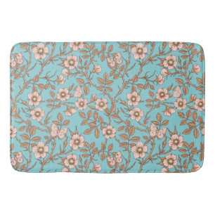 Alfombrilla De Baño Rosas silvestres y mariposas /rosa/marrón/estanque
