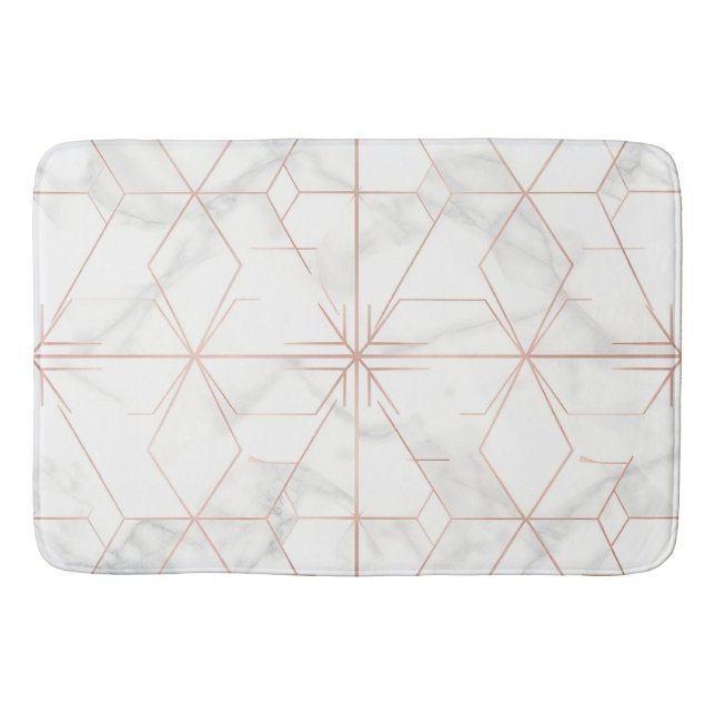 Alfombrilla De Baño Rose Gold Marble Geometric Pattern (Anverso)