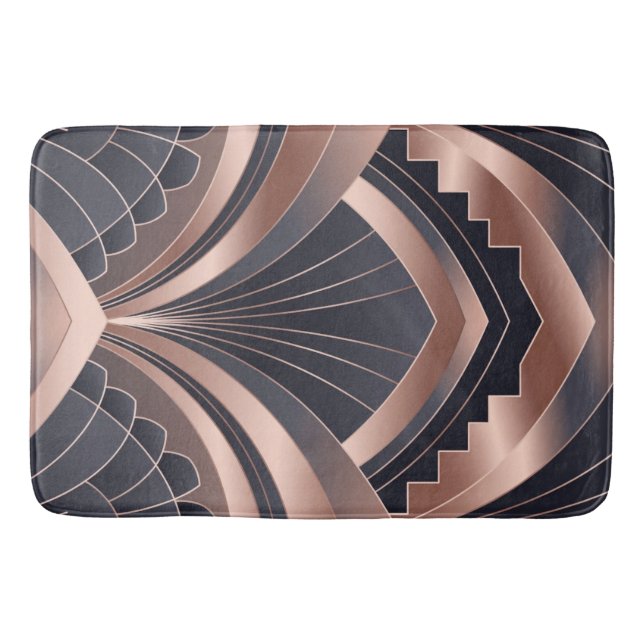 Alfombrilla De Baño Rose Gold Navy Geometric Neo Art Deco  (Anverso)
