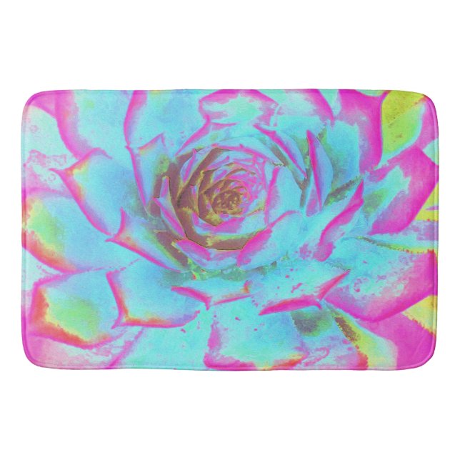 Alfombrilla De Baño Rosette de sedición azul y rosa caliente (Anverso)