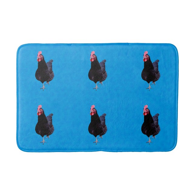 Alfombrilla De Baño Rostro Negro Sobre Fondo Azul, (Anverso)