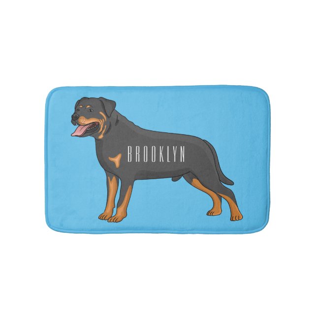 Alfombrilla De Baño Rottweiler dog cartoon illustration (Anverso)