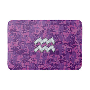 Alfombrilla De Baño Rótulo acuario en camo digital rosa fucsia