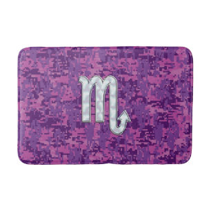 Alfombrilla De Baño Rótulo Escorpio Horóscopo en Camo Digital Rosa