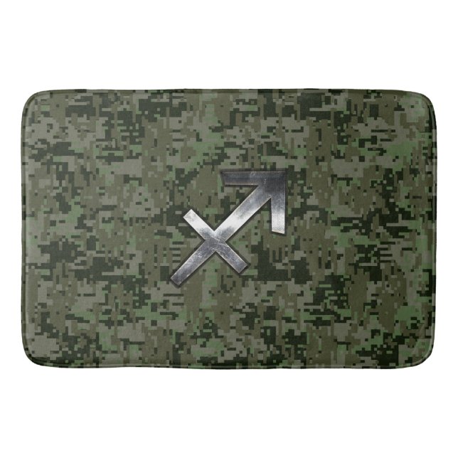 Alfombrilla De Baño Rótulo Sagittarius Zodiac en camuflaje de Woodland (Anverso)