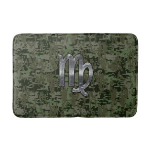 Alfombrilla De Baño Rótulo Virgo Zodiac en Woodland Camo Digital