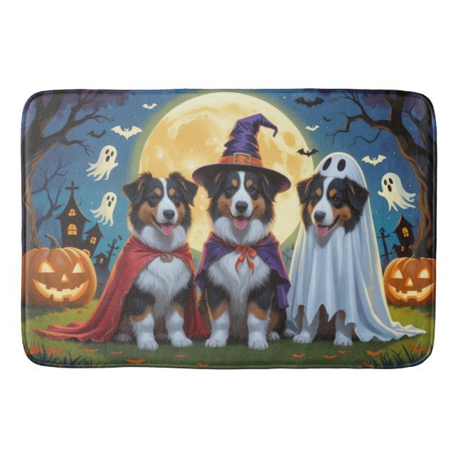 Alfombrilla De Baño Rough Collie Dogs Pumpkin Halloween Funny (Anverso)