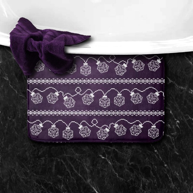 Alfombrilla De Baño RPG Luces Purple | Fantasía Tabletop Gamer Dice (Subido por el creador)