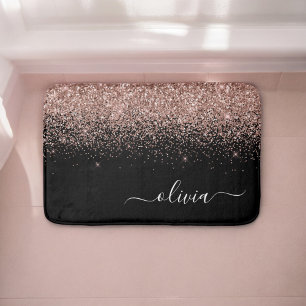 Alfombrilla De Baño Rubor de oro rosa brillo rosa monograma femenino d