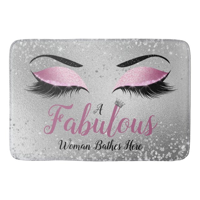Alfombrilla De Baño Rubor Pink Fabulous Woman Purpurina Eyes (Anverso)