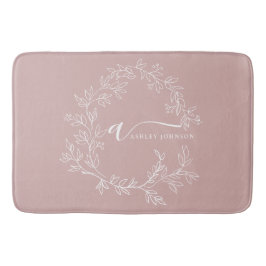 Alfombrilla De Baño Rubor Rosa Polvo Moderno Letra Mayúscula Femenina 