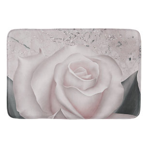 Alfombrilla De Baño Rubor White Rose Glam Marble moderno Shabby Chic
