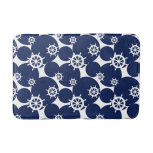 Alfombrilla De Baño Rueda de crucero Azul y Blanco Náutico