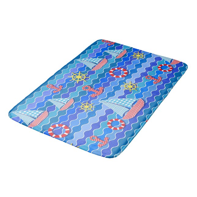 Alfombrilla De Baño Rueda del barco de vela del Ancla azul rojo de la  (Angular)