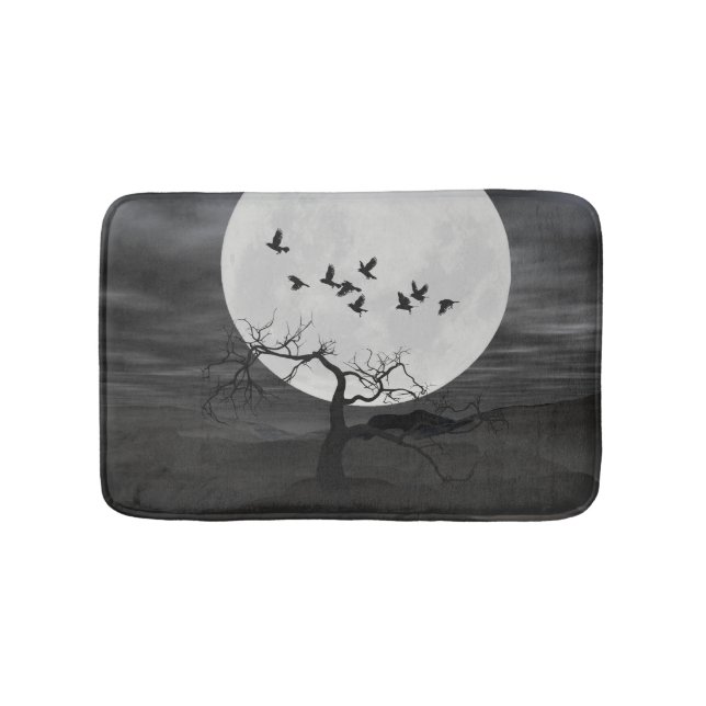 Alfombrilla De Baño Ruidos espeluznantes volando contra la luna llena (Anverso)