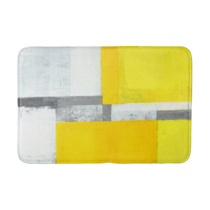 Alfombrilla De Baño "Ruidosamente" arte abstracto gris y amarillo
