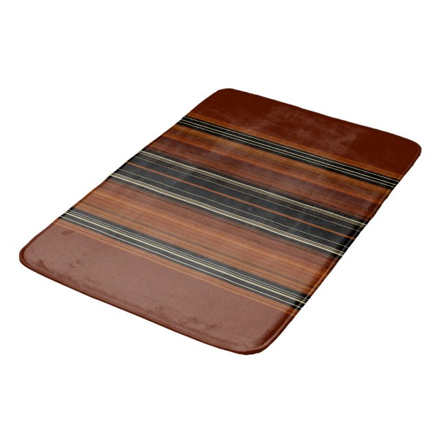 Alfombrilla De Baño Rust Brown Modern Stripes   (Angular)