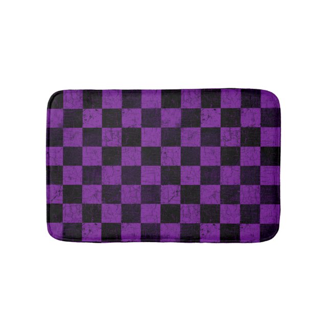 Alfombrilla De Baño Rustic Checks, Purple and Black (Anverso)