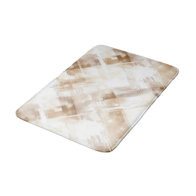 Alfombrilla De Baño Rustic Cream Brown Stripes Birthday (Angular)