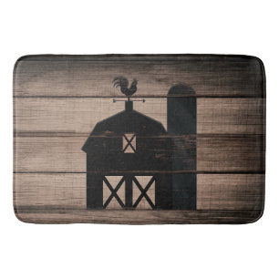 Alfombrilla De Baño Rústica casa de campo rural de madera maciza negra