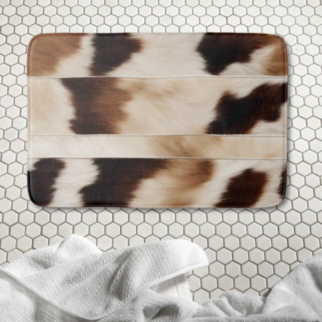 Alfombrilla De Baño Rústica granja de vacas Imprimir vaca País Occiden (Rustic Farmhouse Cow Print Cowboy Western Country Bath Mat)