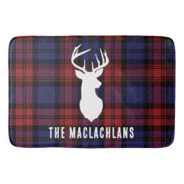 Alfombrilla De Baño Rústica Plaid Burgundy Púrpura Familia Tartán